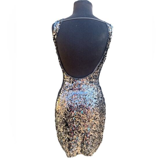 Express Blue and Silver Sequin Mini Dress - Picture 3 of 7